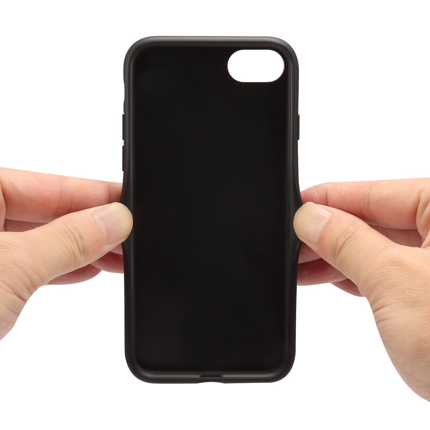 For iPhone 7 4.7 inch / 8 4.7 inch / SE (2020) / SE (2022) Cell Phone Case Calf Texture PC+TPU+PU Leather Cover - Black For iPhone 7 4.7 inch / 8 4.7 inch / SE (2020) / SE (2022) Cell Phone Case Calf Texture PC+TPU+PU Leather Cover - Black